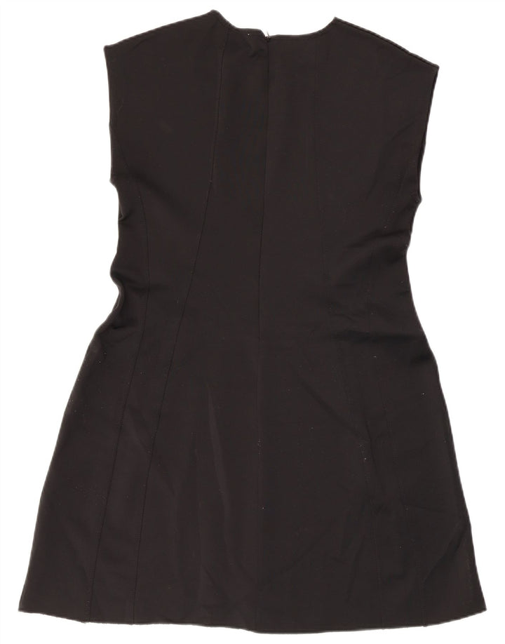 Zara Vestido Acampanado Sin Mangas para Mujer UK 44 Grande Poliéster Negro