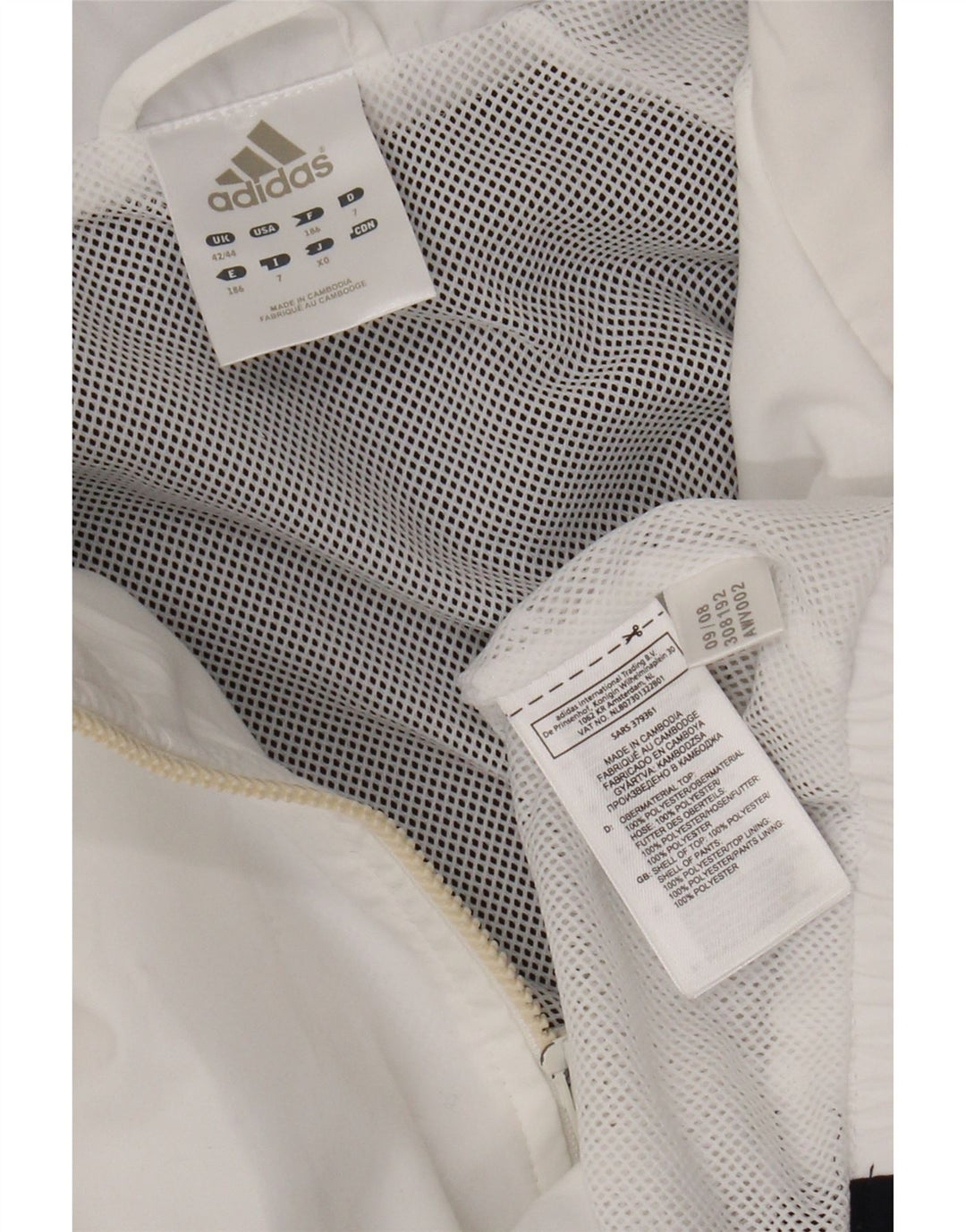 Adidas - Chaqueta de chándal para hombre, talla 42/44, poliéster, color blanco