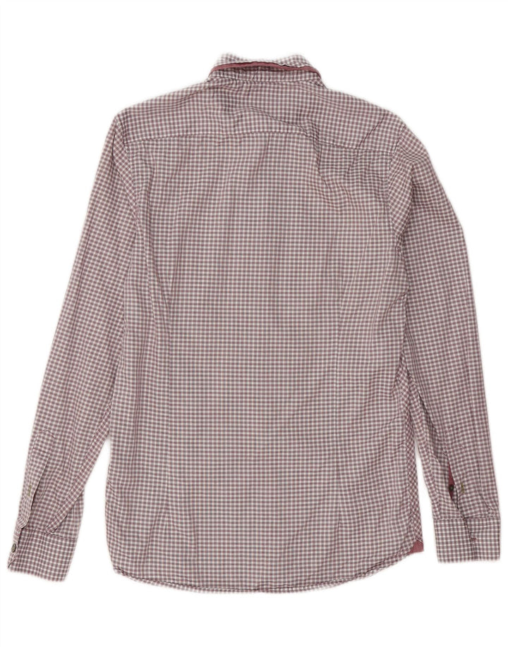 Ted Baker Camisa para hombre Talla 2 Pequeña Algodón a cuadros burdeos