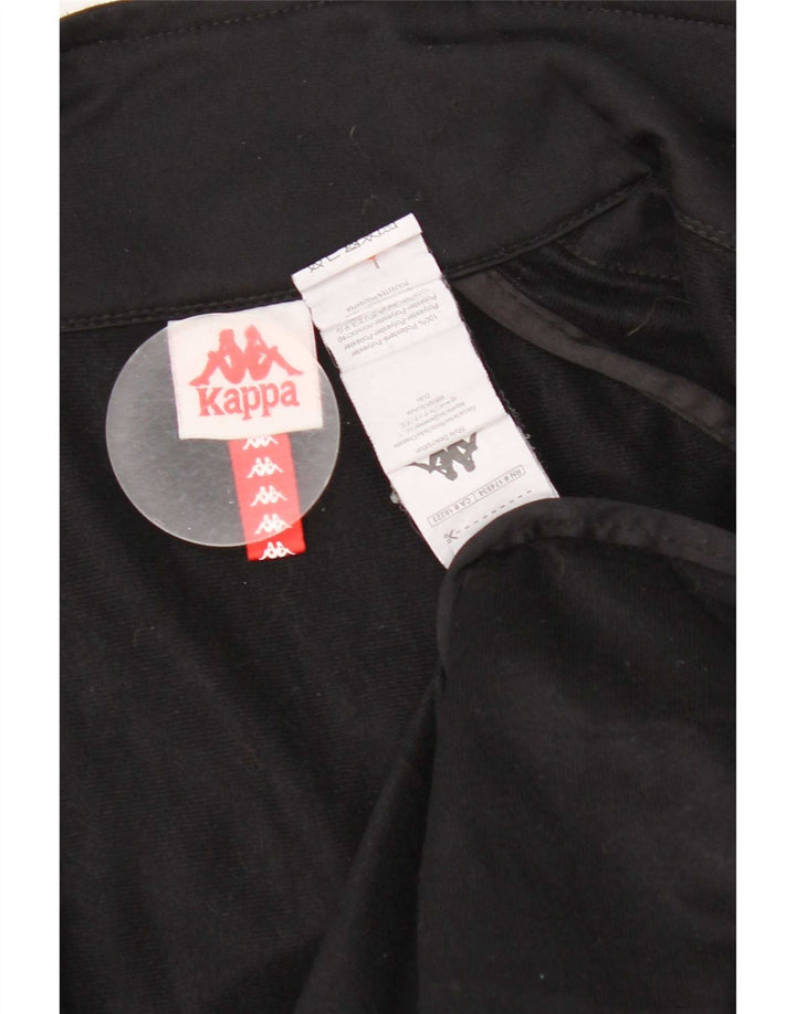 Kappa Mens Graphic Chándal Top Chaqueta Pequeña Poliéster Negro