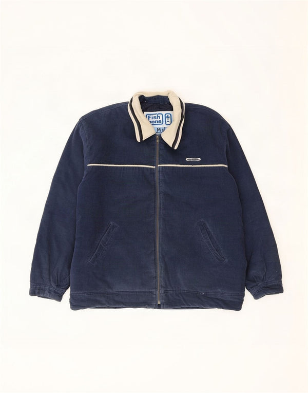 Fishbone Chaqueta de pana gráfica para hombre UK 42 XL Azul marino Colorblock Algodón