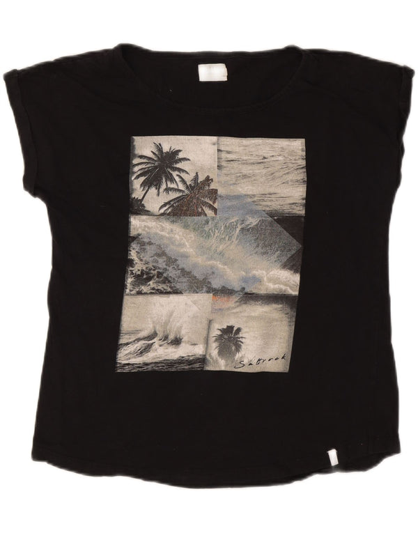 SALTROCK Camiseta gráfica para mujer Top UK 12 Medium Black Cotton