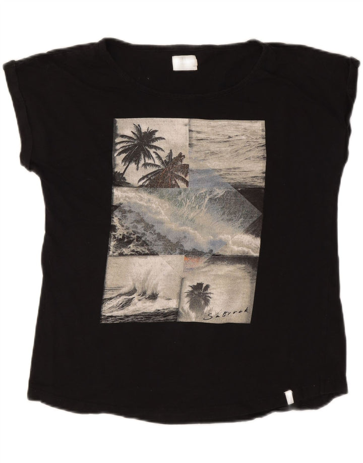 SALTROCK Camiseta gráfica para mujer Top UK 12 Medium Black Cotton