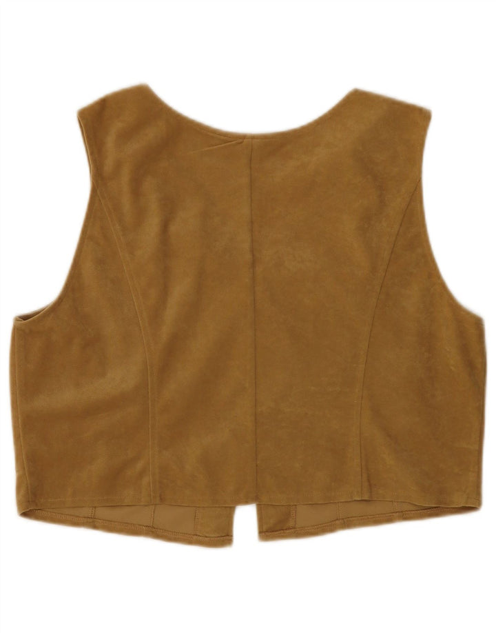 WOODPECKER Chaleco de terciopelo para mujer UK 46 Grande Poliéster beige