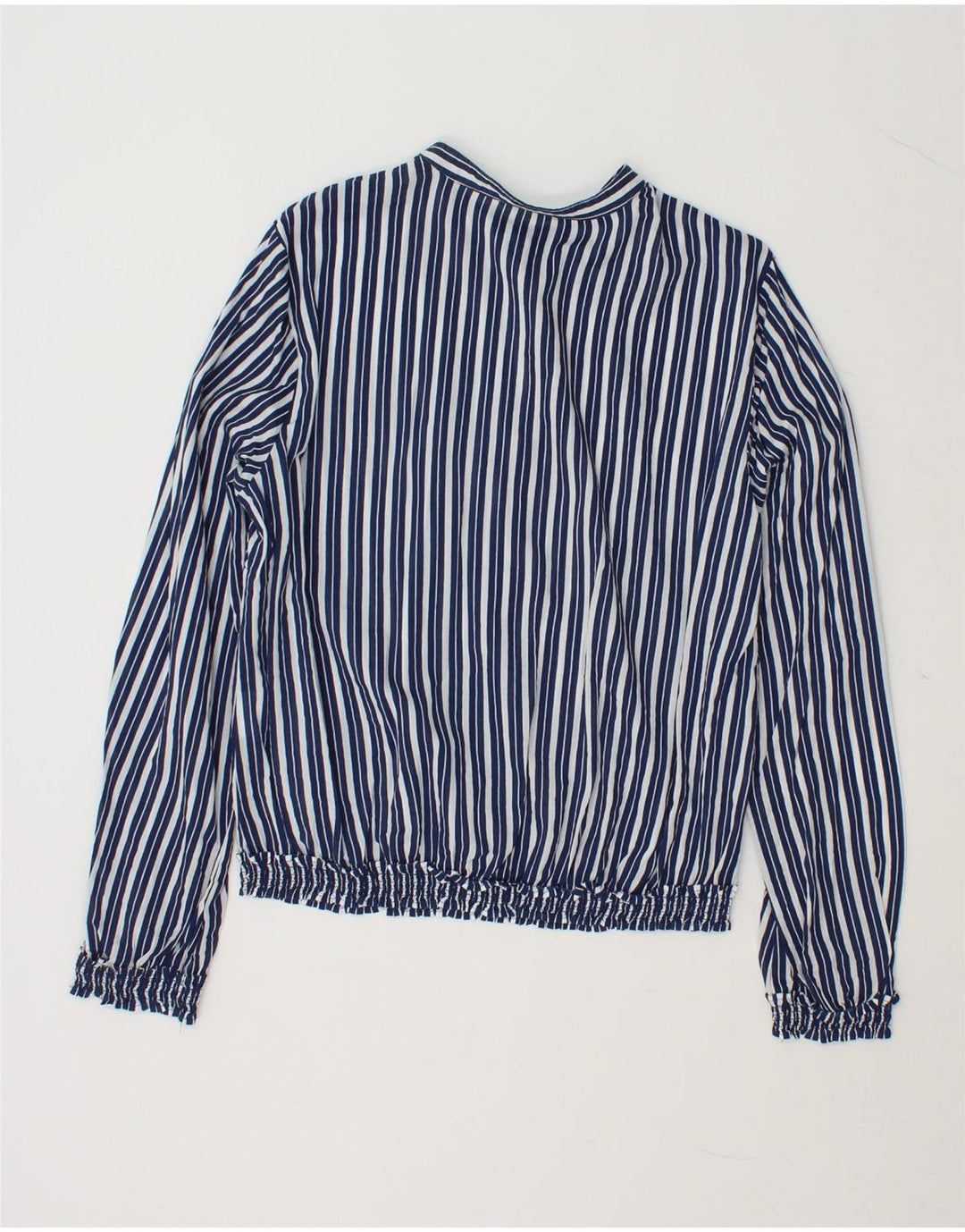 BENETTON Womens Pullover Shirt Blouse UK 14 Medium Navy Blue Striped Modal Vintage Benetton and Second-Hand Benetton from Messina Hembry 