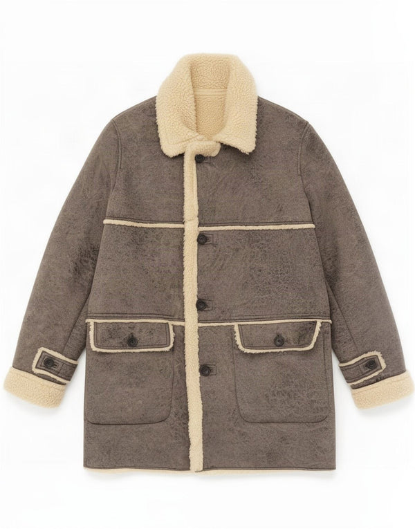 Zara Hombre Sherpa Abrigo UK 44 2XL Gris