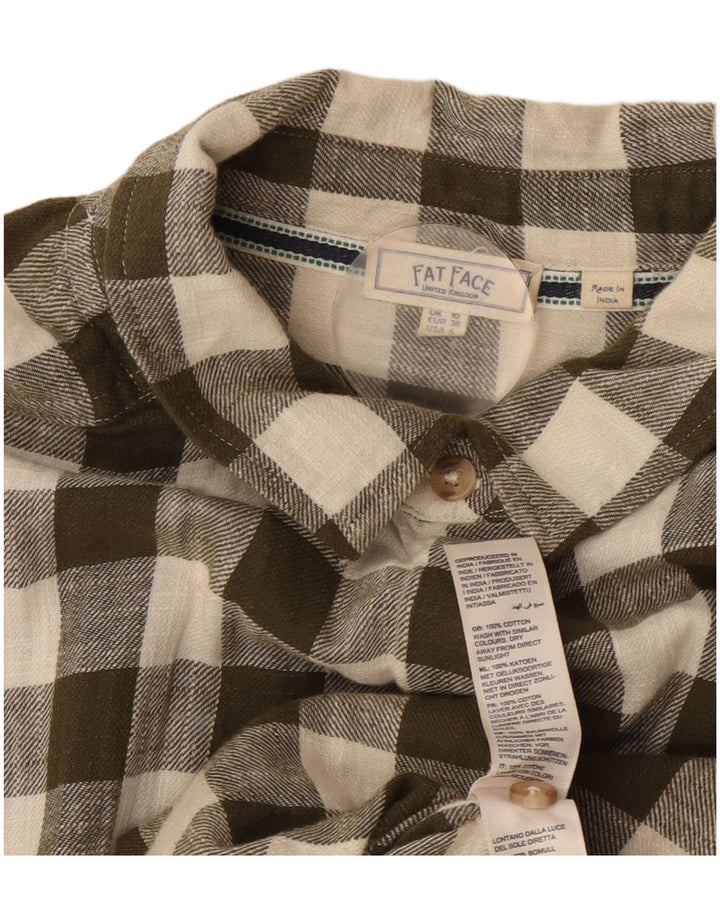 Camisa de franela extragrande para mujer de Fat Face UK 10 Small Khaki Gingham Cotton