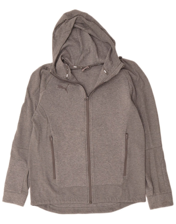 Puma Sudadera con capucha y cremallera para hombre, talla grande, viscosa moteada gris