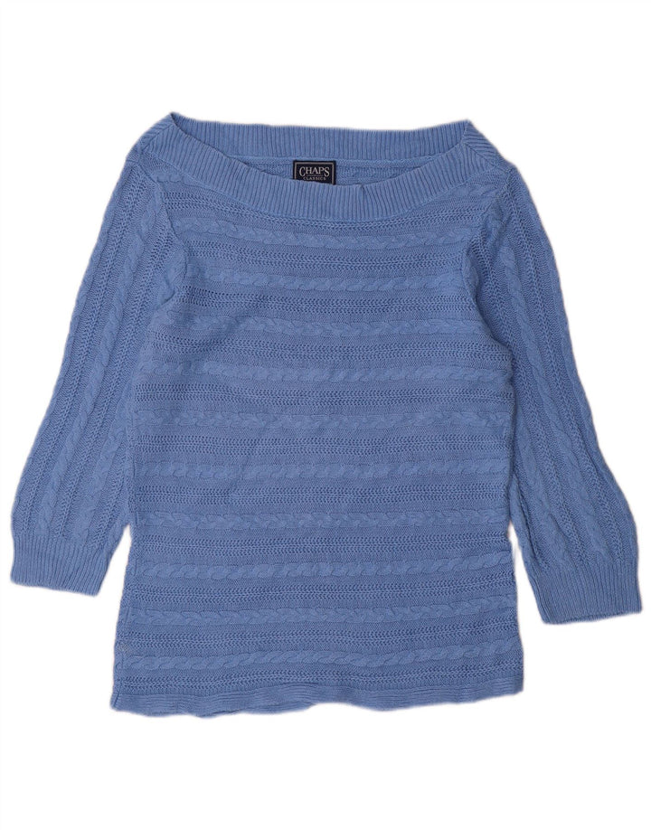 CHAPS Suéter tipo jersey con cuello barco y manga 3/4 para mujer UK 46 Algodón azul grande
