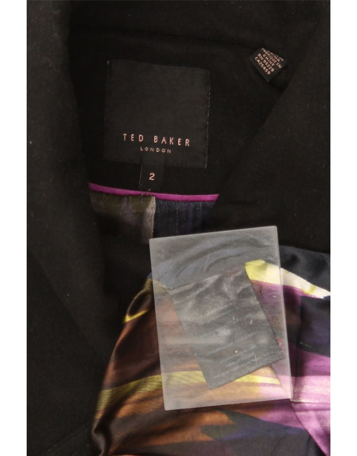 TED BAKER Gabardina para mujer talla 2 pequeña lana negra