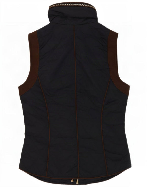 Zara Mujer Chaleco Acolchado Con Capucha UK 40 Small Azul Marino Colorblock