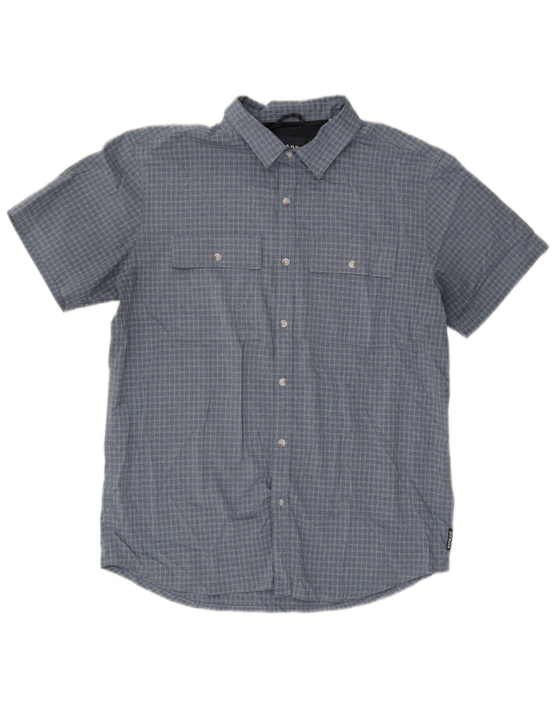 PRANA Hombre Camisa De Manga Corta A Cuadros Azul Medio