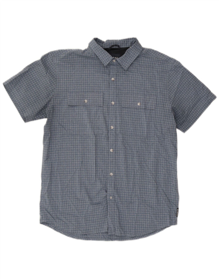 PRANA Hombre Camisa De Manga Corta A Cuadros Azul Medio