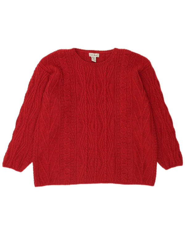 L.L.Bean Jersey de Cuello Redondo para Mujer UK 40 XL Lana Roja
