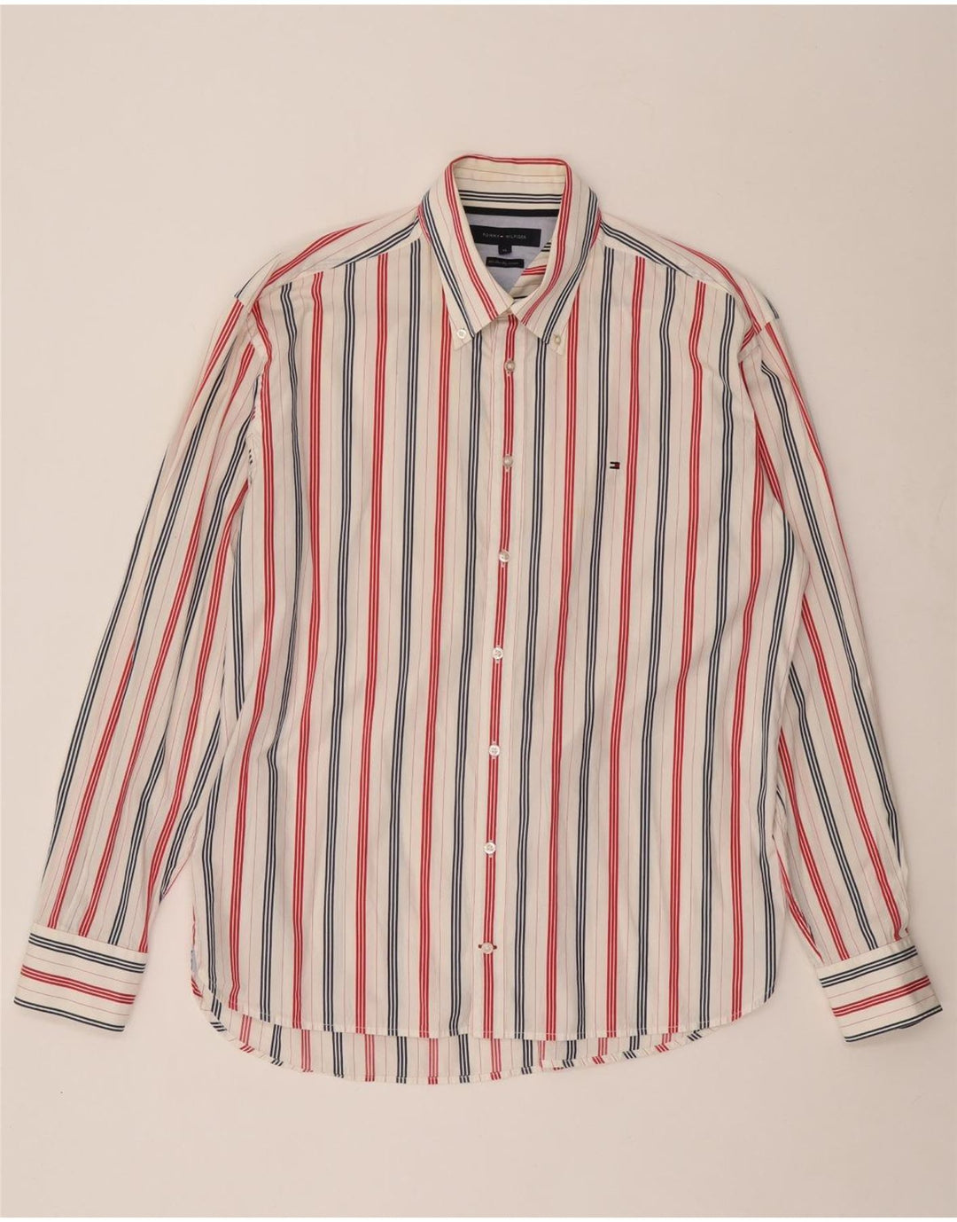 TOMMY HILFIGER Camisa Hombre XL Blanco Rayas