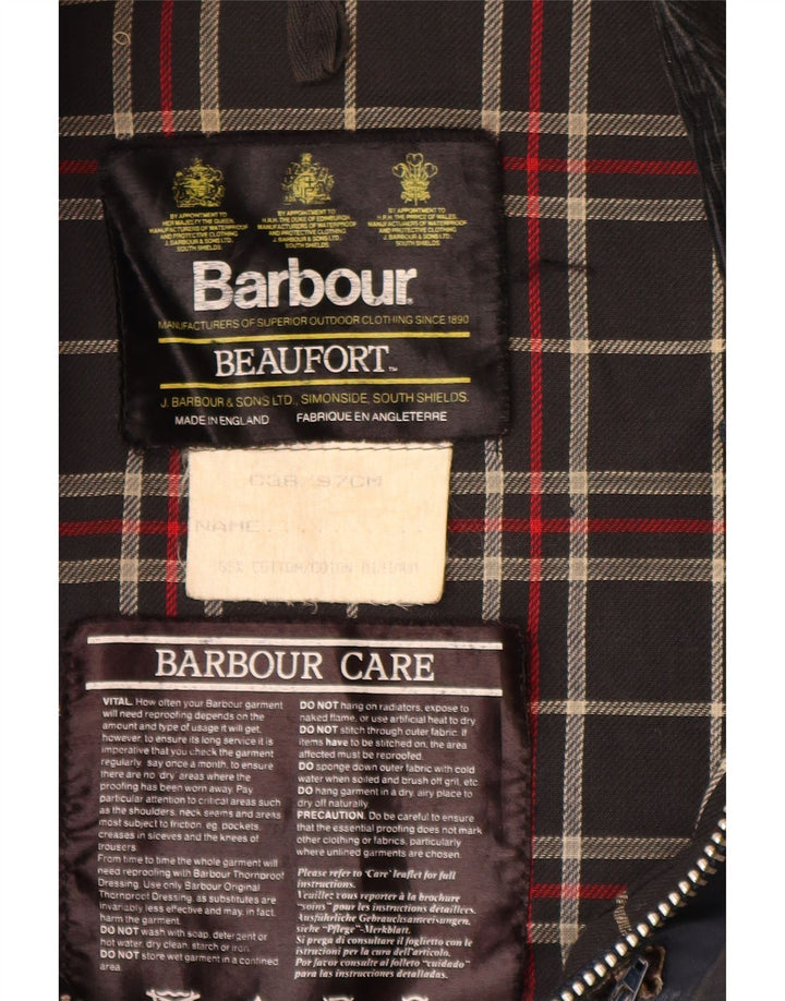 BARBOUR Chaqueta de algodón encerado Beaufort para hombre UK 38 Small Algodón azul marino