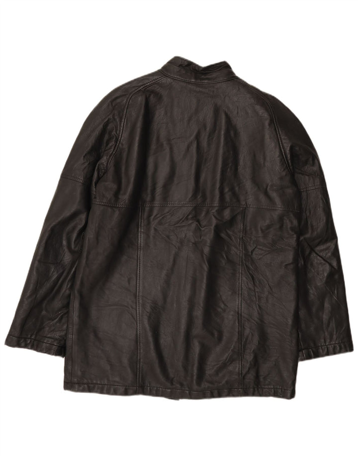 VINTAGE Chaqueta de cuero para hombre Reino Unido 38 Mediano Negro