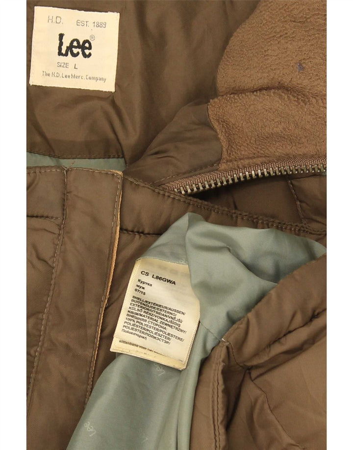 Lee - Chaqueta acolchada con capucha para hombre, talla 40, poliéster marrón grande