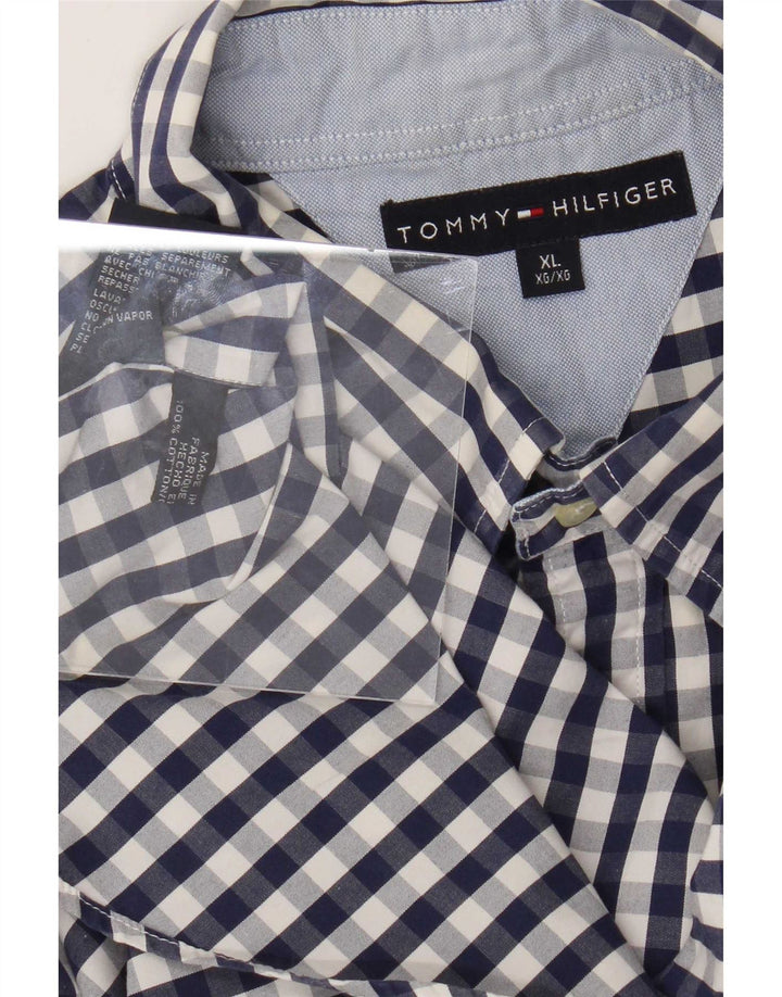 Tommy Hilfiger Camisa para hombre XL Algodón a cuadros azul marino