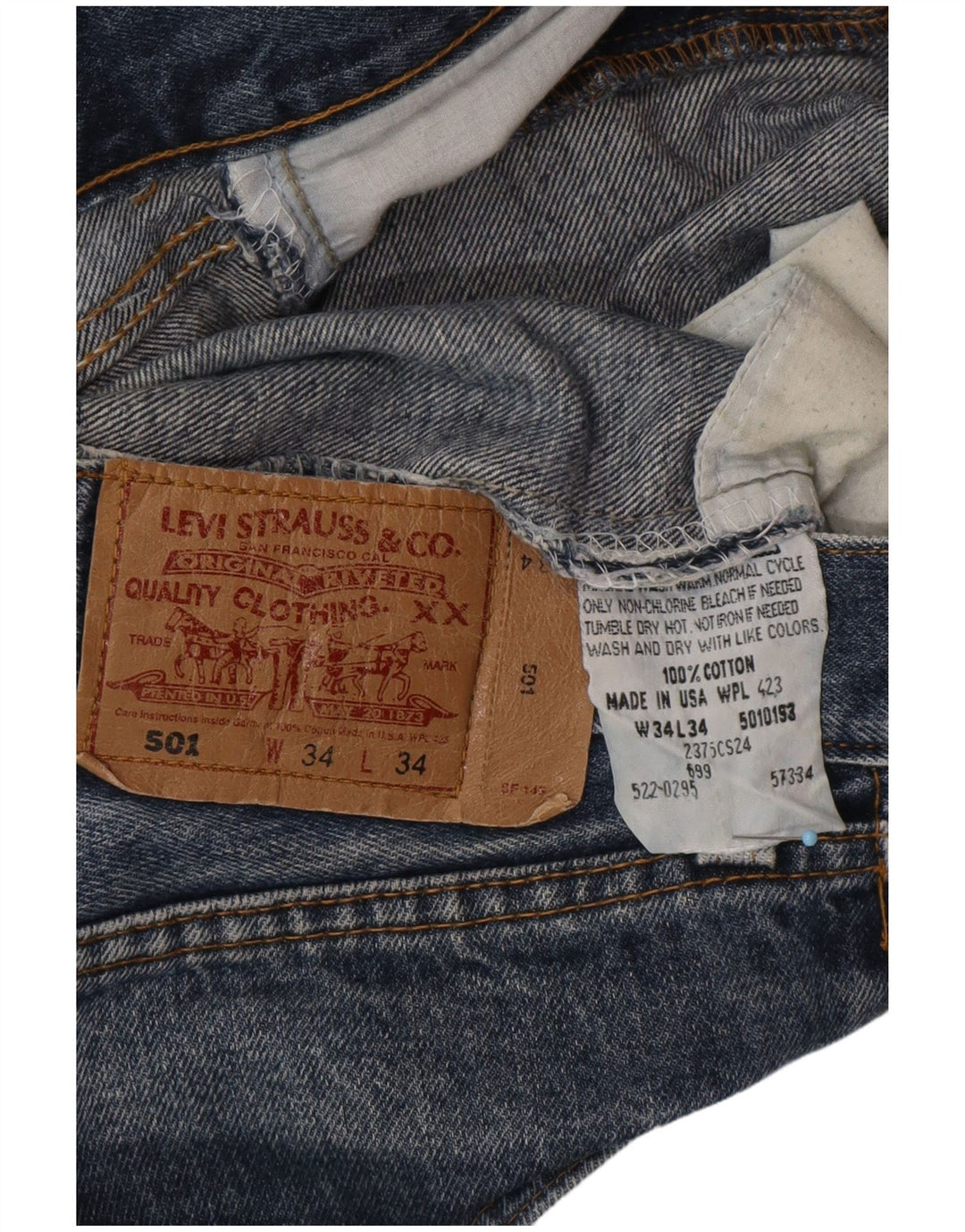 LEVI'S Mens 501 pantalones cortos de mezclilla W34 algodón azul grande