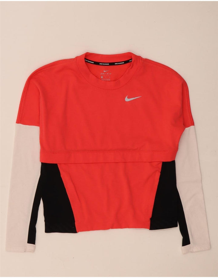 Nike Dri Fit - Camiseta extragrande de manga larga para mujer, talla S, color rojo