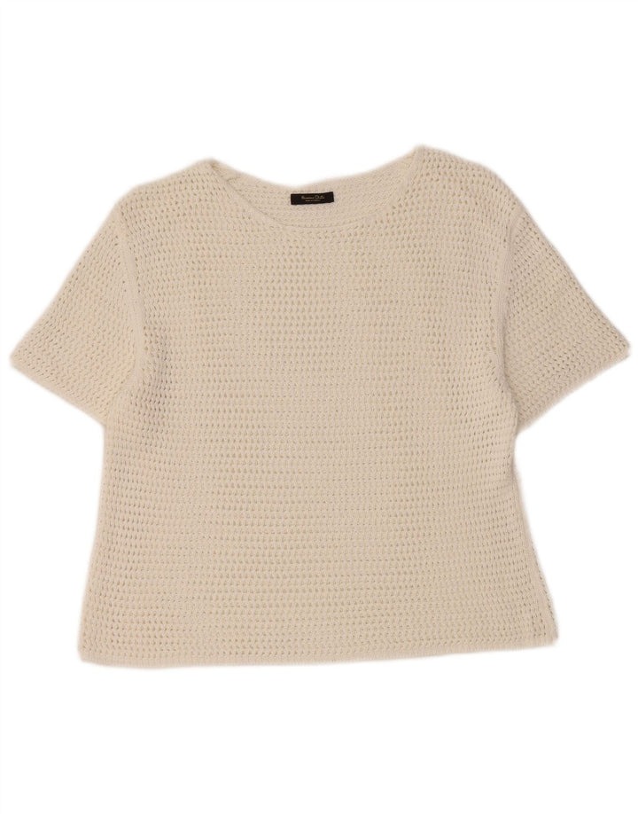 Massimo Dutti Blusa Corta De Ganchillo Para Mujer Top UK 42 Medium White