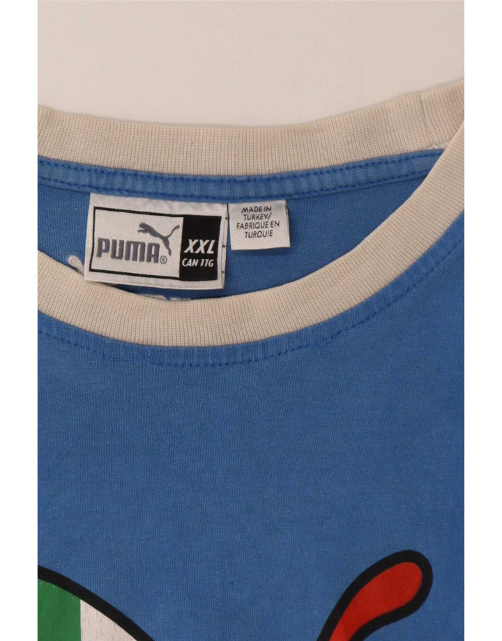 Puma Camiseta gráfica para hombre Top 2XL Azul Colorblock