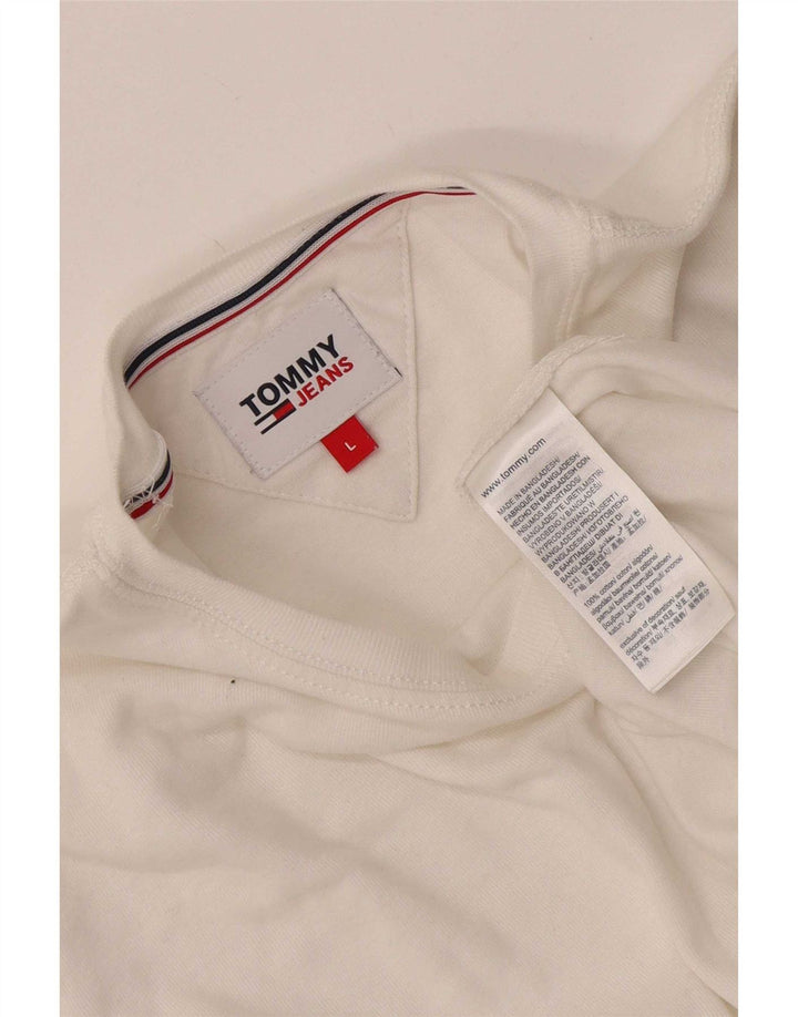 Tommy Hilfiger Camiseta de manga larga para hombre de algodón blanco grande