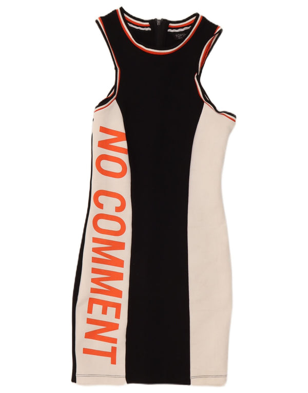 Topshop Vestido tubo sin mangas con estampado gráfico para mujer UK 8 Small Negro Colorblock