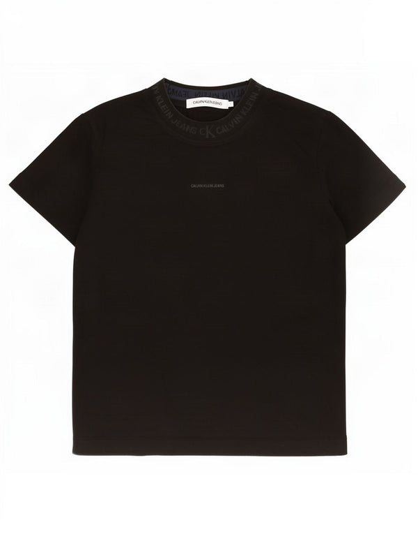 Calvin Klein Camiseta corta gráfica para mujer Top UK 10 Small Algodón negro