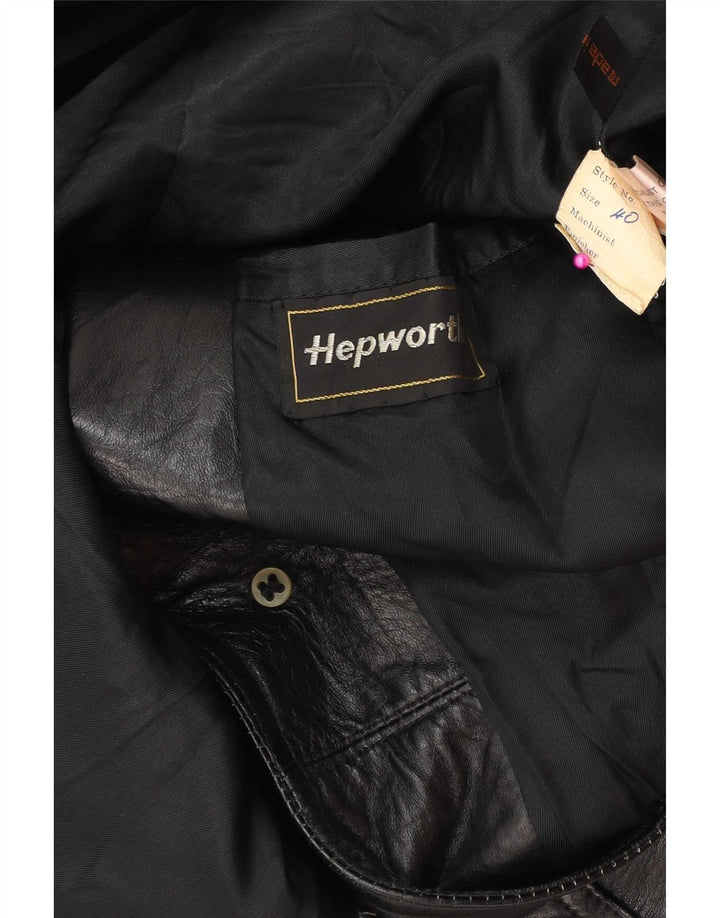 Vintage hombres 2 botones cuero Blazer chaqueta Reino Unido 40 grande negro
