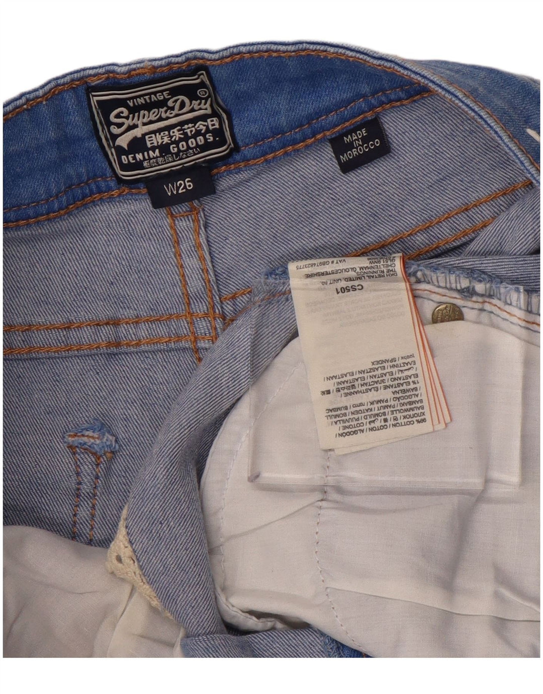 Shorts vaqueros SUPERDRY Mujer W26 Small Blue Cotton