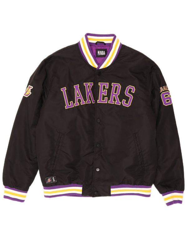 NBA Hombres Los Angeles Lakers Varsity Chaqueta UK 40 Grande Negro Rayas