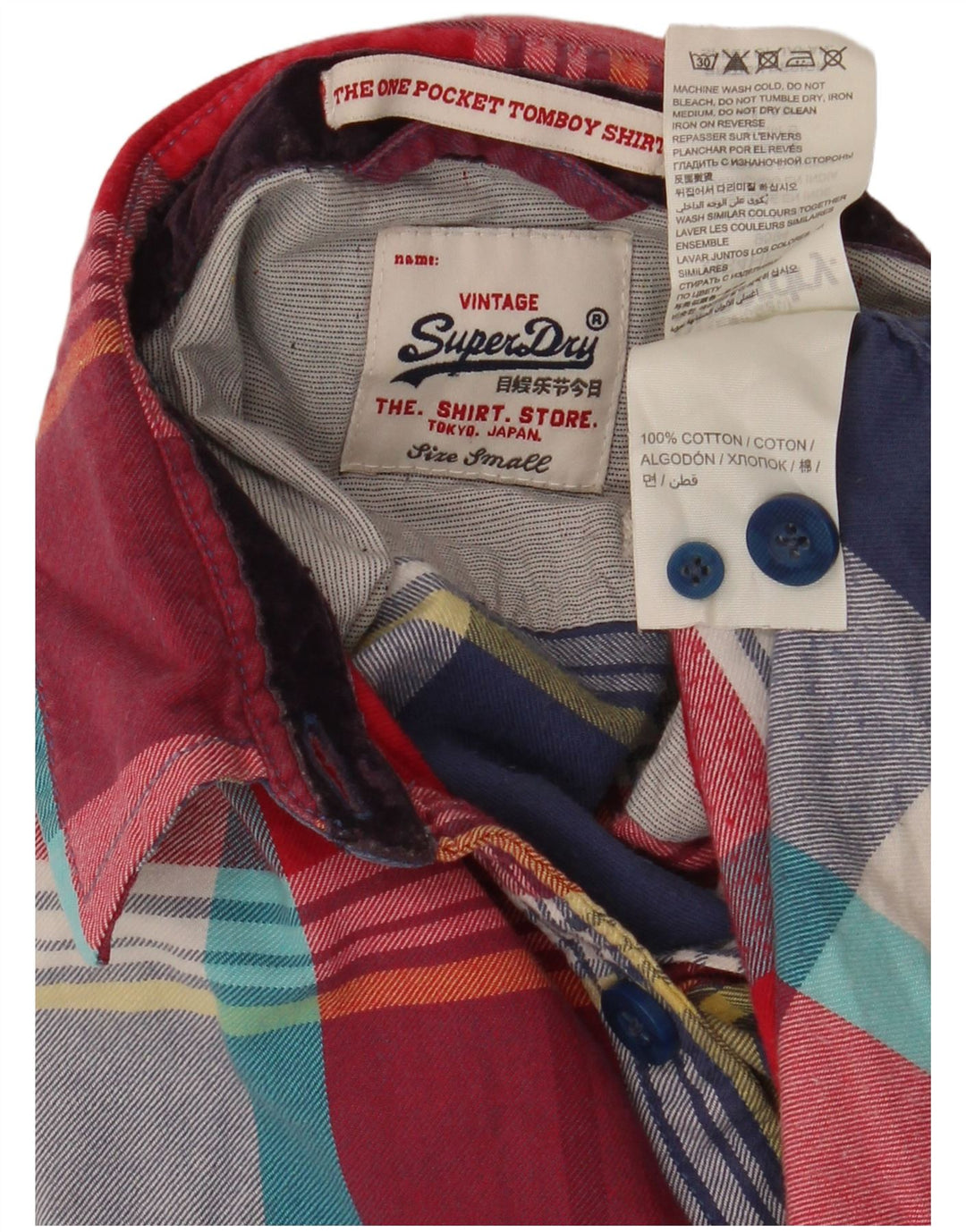 Superdry Camisa de franela para mujer, talla 40, algodón a cuadros multicolor pequeño