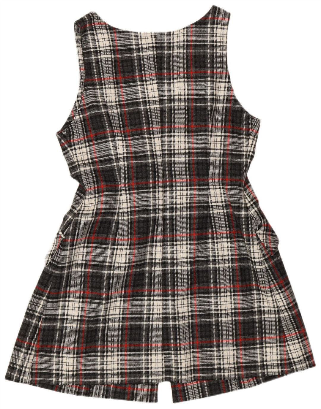 Vintage mujer regular fit Pinafore vestido IT 42 gris medio cuadros retro