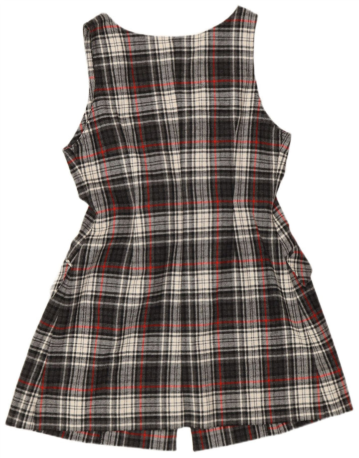 Vintage mujer regular fit Pinafore vestido IT 42 gris medio cuadros retro