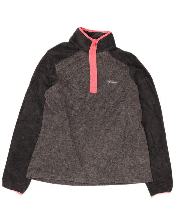 Columbia Jersey de forro polar con cuello y botones para mujer UK 44 Gris medio Colorblock