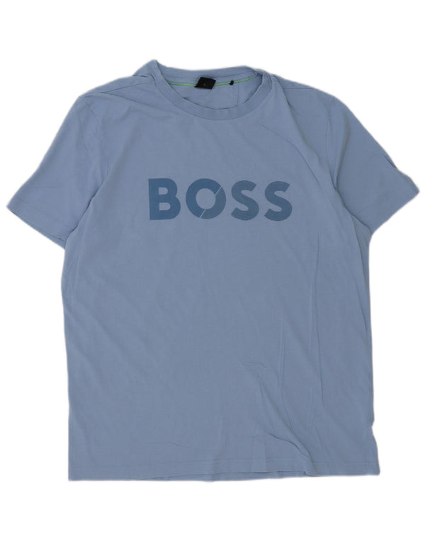 Hugo Boss Hombre Camiseta Gráfica Top XL Algodón Azul