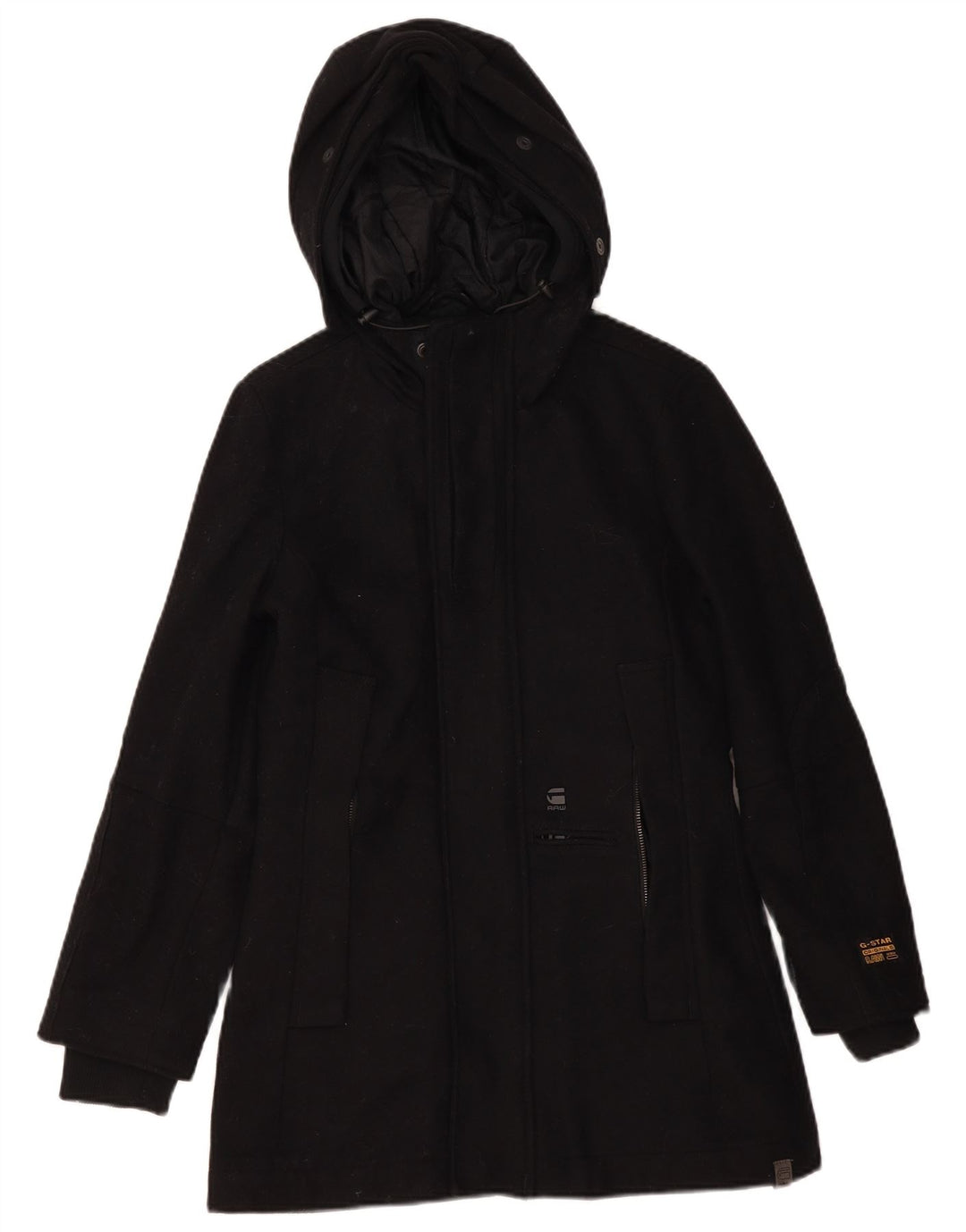 G-STAR Parka con capucha para mujer, talla 40, talla pequeña, lana negra