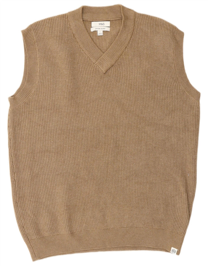 Marks & Spencer - Camiseta sin mangas para hombre, talla grande, poliéster beige