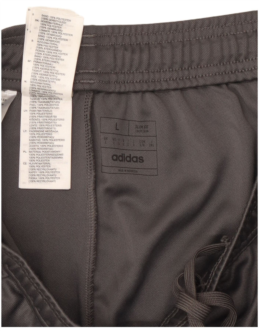 Adidas Hombre Slim Fit Chándal Pantalones Joggers Grande Gris Rayas