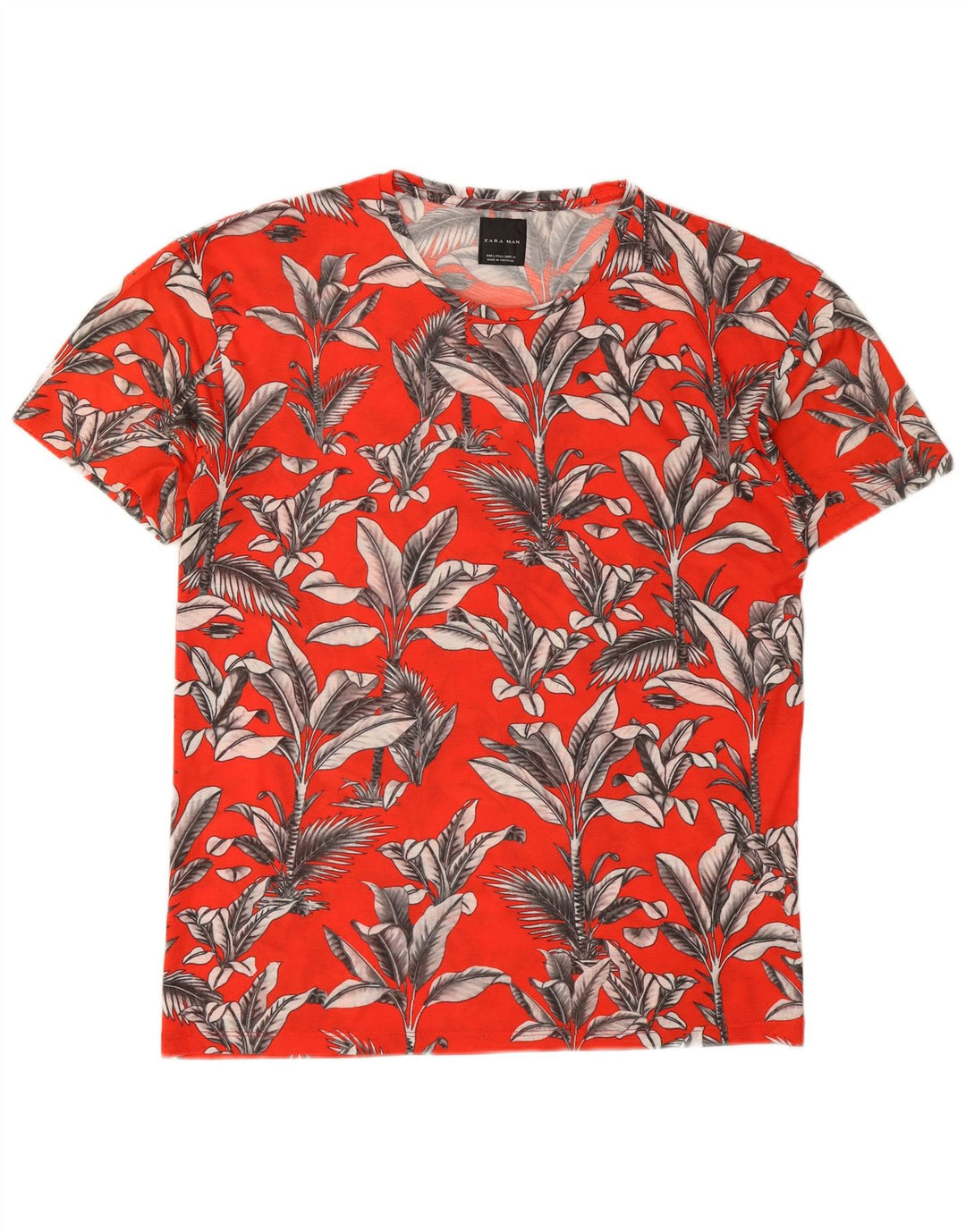 Zara Hombre Camiseta Top Grande Rojo Floral