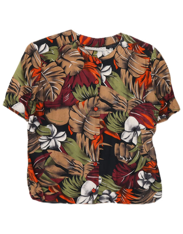 ACCORDO Blusa camisera de manga corta para mujer UK 44 Grande Multicolor Floral