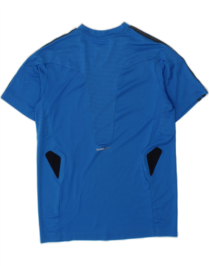 ADIDAS Boys Climacool T-Shirt Top 13-14 Years Blue Colourblock Polyester Vintage Adidas and Second-Hand Adidas from Messina Hembry 