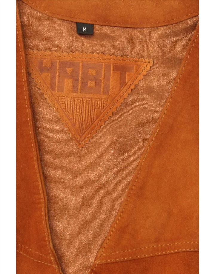 Chaleco vintage de ante para hombre marrón medio