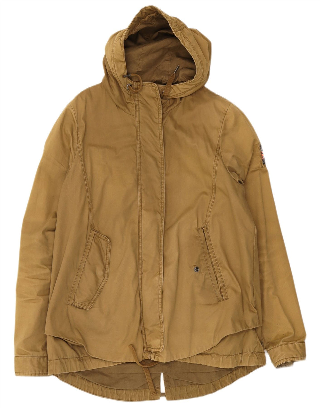 Superdry Parka con capucha para mujer, talla 40, algodón caqui mediano