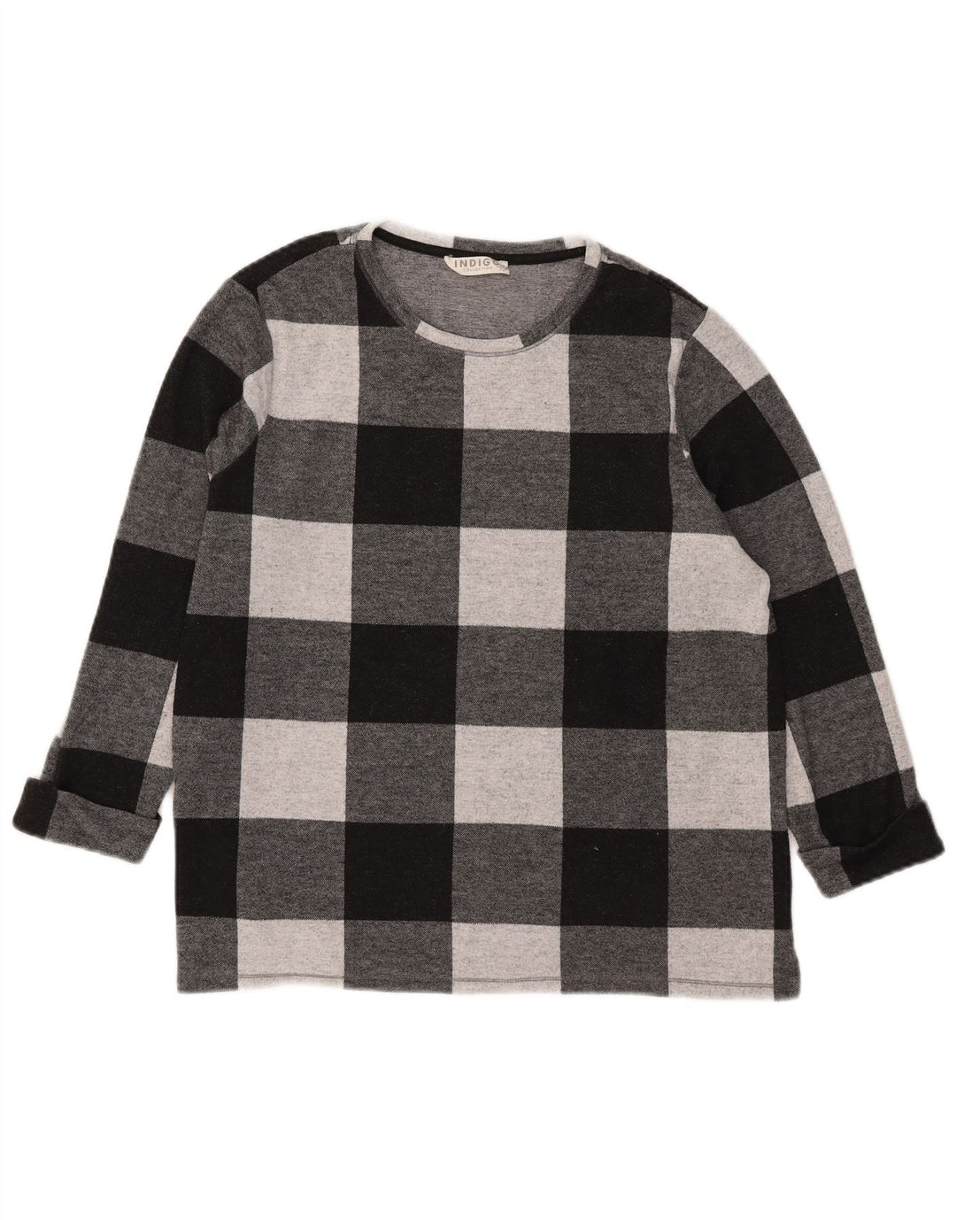 Marks & Spencer Top para mujer manga 3/4 UK 40 XL Poliéster a cuadros negro