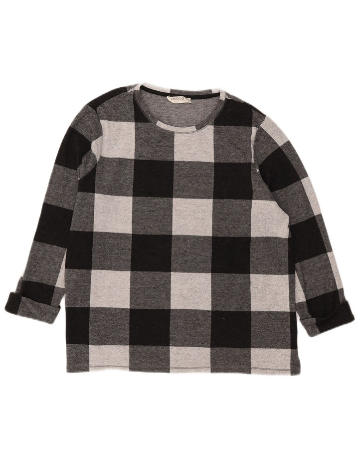 Marks & Spencer Top para mujer manga 3/4 UK 40 XL Poliéster a cuadros negro
