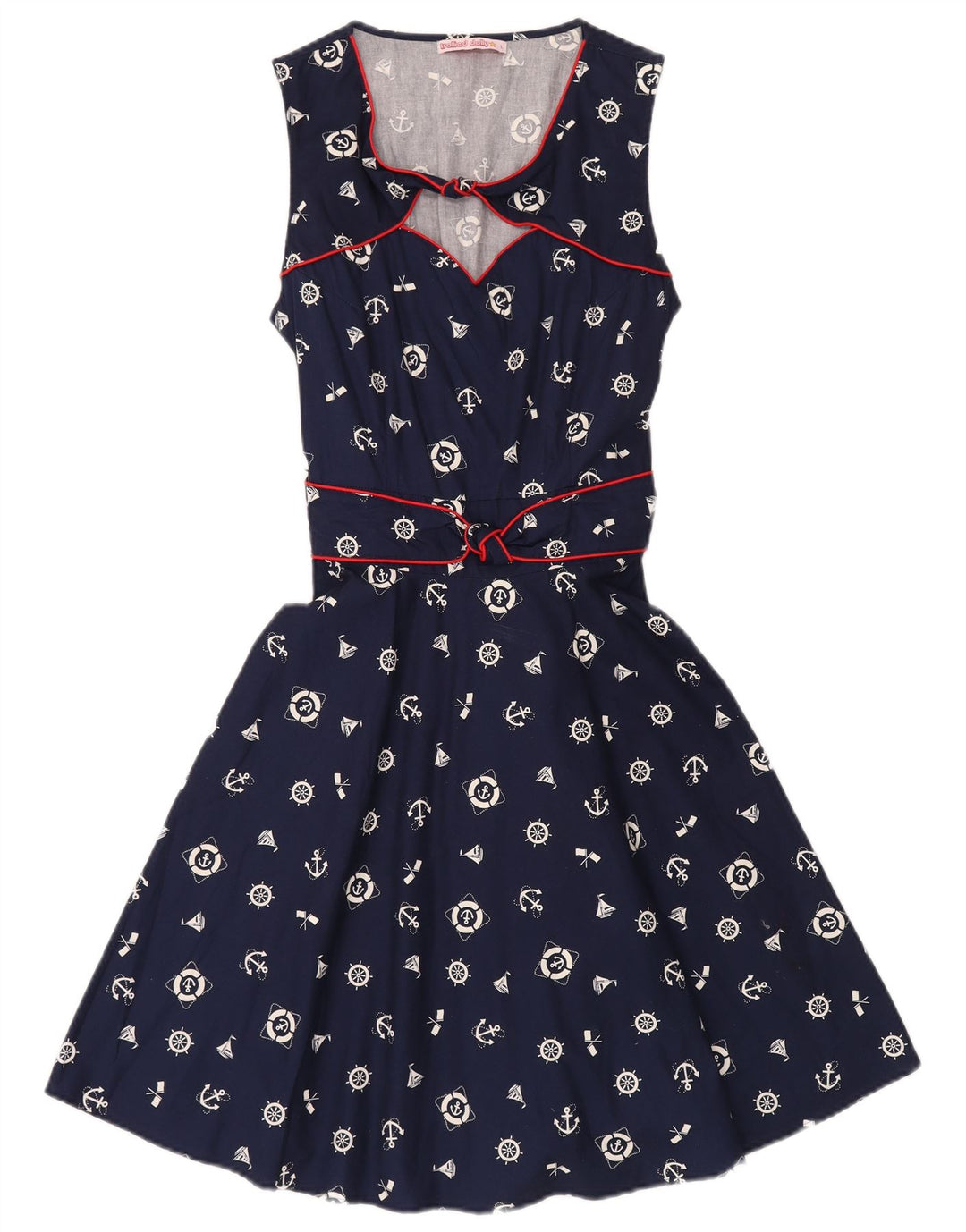 Trollied Dolly Vestido acampanado con estampado abstracto para mujer, talla 40, talla grande, azul marino
