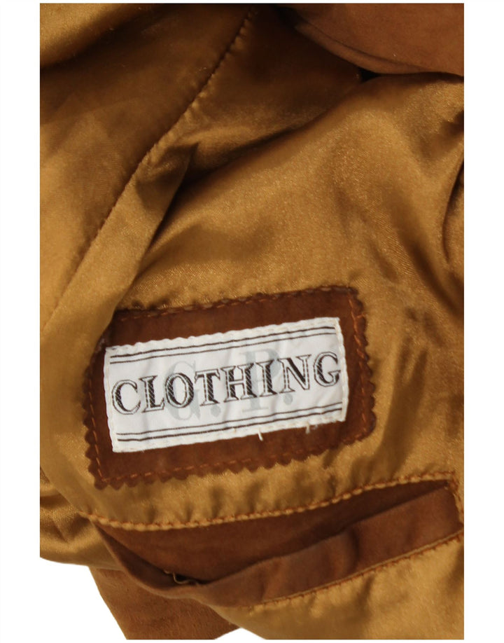 Vintage hombres 3 botones ante Blazer chaqueta IT 48 cuero marrón medio